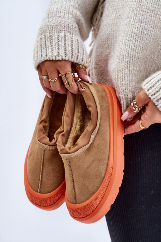 sniega apavi Sieviešu ar platformu Ar zemu augšējo daļu brūnas krāsas Izamine