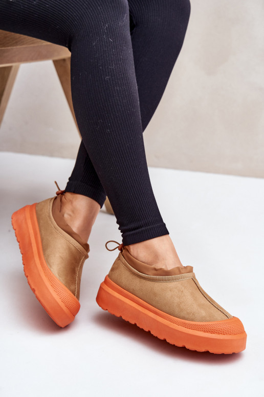 sniega apavi Sieviešu ar platformu Ar zemu augšējo daļu brūnas krāsas Izamine