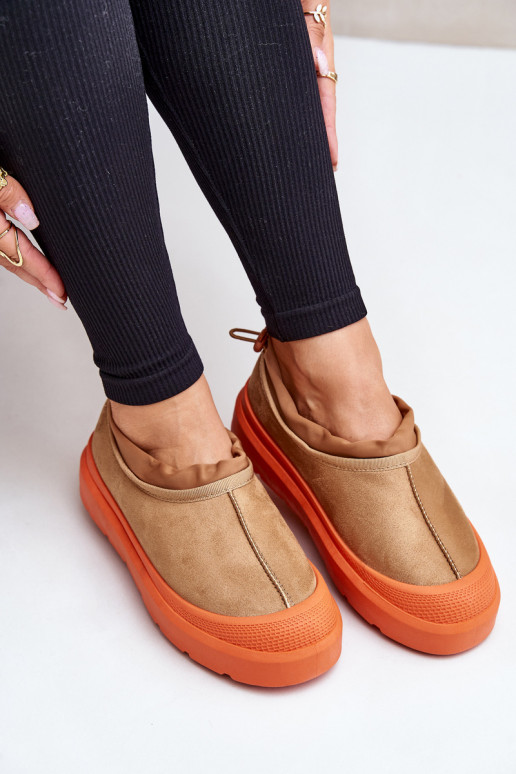 sniega apavi Sieviešu ar platformu Ar zemu augšējo daļu brūnas krāsas Izamine