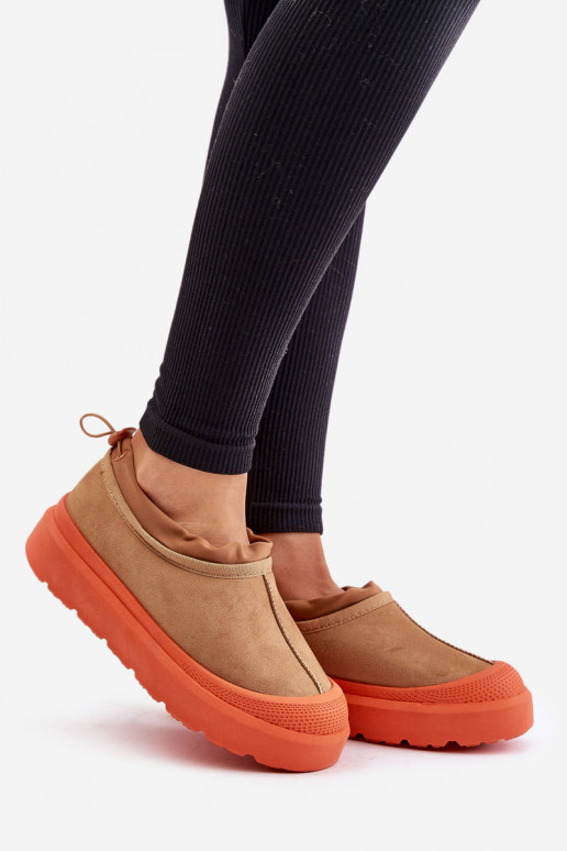 sniega apavi Sieviešu ar platformu Ar zemu augšējo daļu brūnas krāsas Izamine