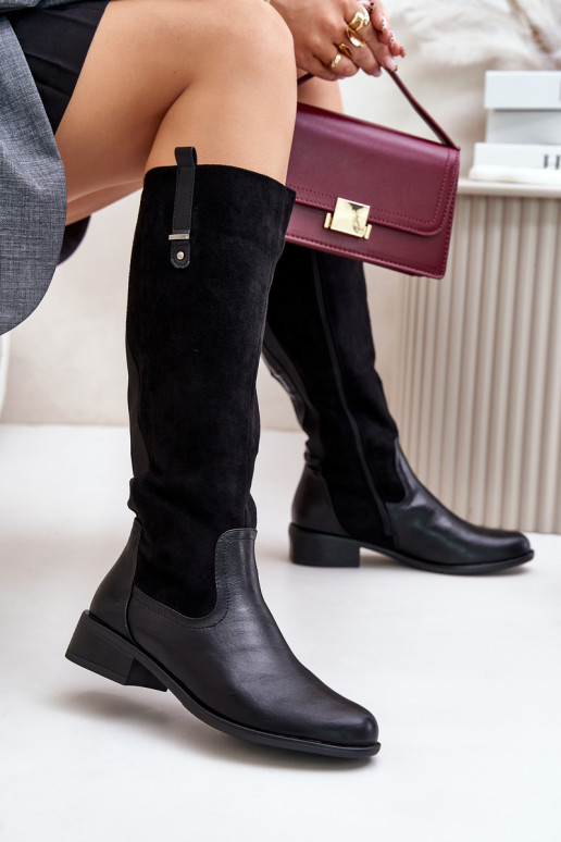 Sieviešu siltināti garie zābaki Pirms ceļgala Uz pili melnas krāsas Ivasira