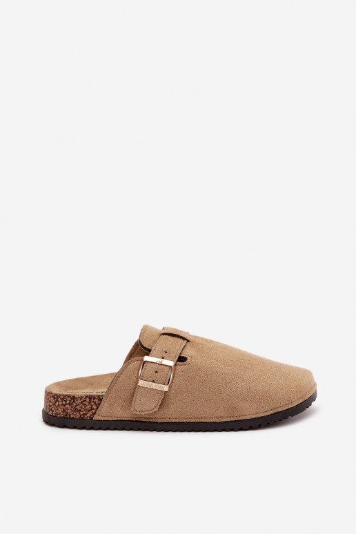 Čības Tukšas Sieviešu Korkovas platformā Ar zelta sprādzi Big Star SS274738 smilšu krāsas