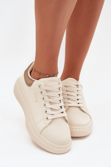 Sneakers modeļa apavi Sieviešu ar platformu Big Star SS274246 Ziloņkaula krāsas