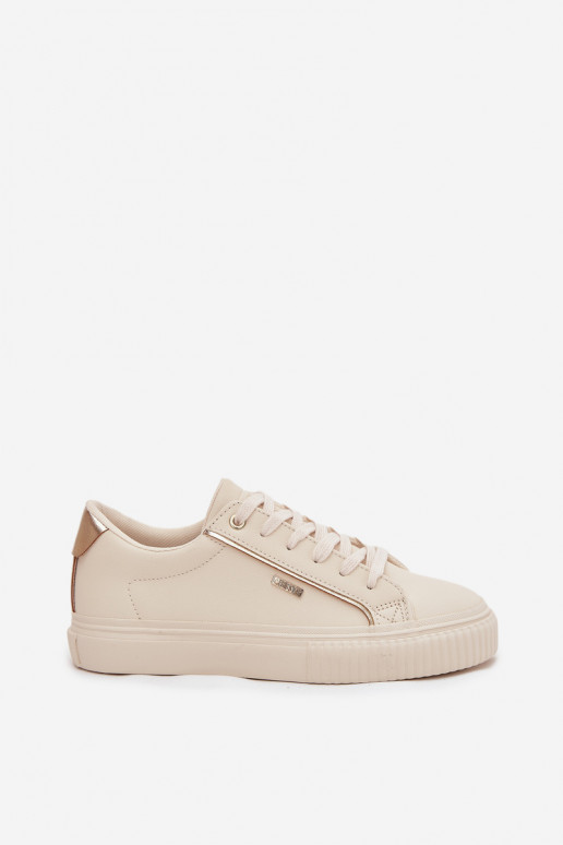 Sieviešu Sneakers modeļa apavi no eko ādas Big Star SS274027 smilšu krāsas-Zelta krāsas Sieviešu Sneakers modeļa apavi no eko ādas Big Star SS274027 smilšu krāsas-Zelta krāsas