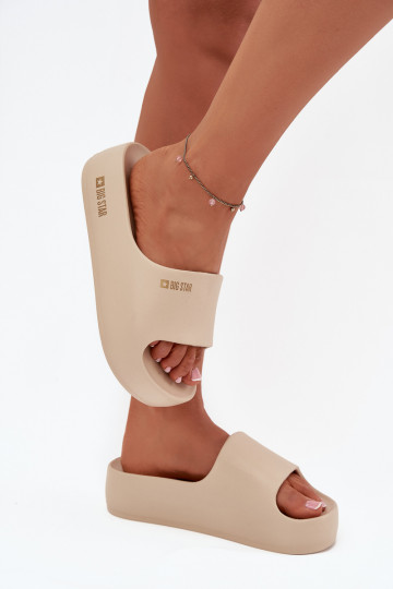 sieviešu čības Vieglas čības uz pirksta ar platformu Big Star SS274722 smilšu krāsas