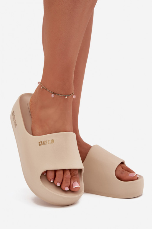 sieviešu čības Vieglas čības uz pirksta ar platformu Big Star SS274722 smilšu krāsas