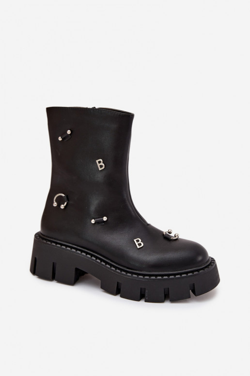 siltināti Sieviešu puszābaki Uz pili Ar rotājumiem melnas krāsas Thavira