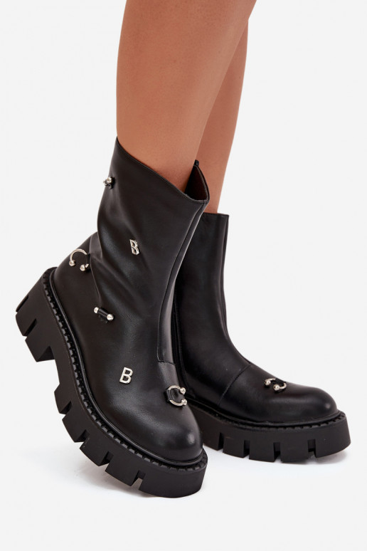 siltināti Sieviešu puszābaki Uz pili Ar rotājumiem melnas krāsas Thavira