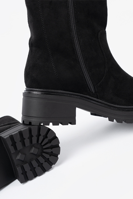 melnas krāsas sieviešu zābaki na masyInnej podeszInie