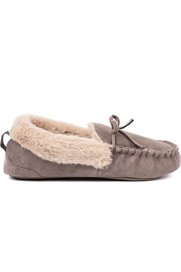 smilšu krāsas kapcie ar loku i puszystym Innętrzem typu mokasīni 2