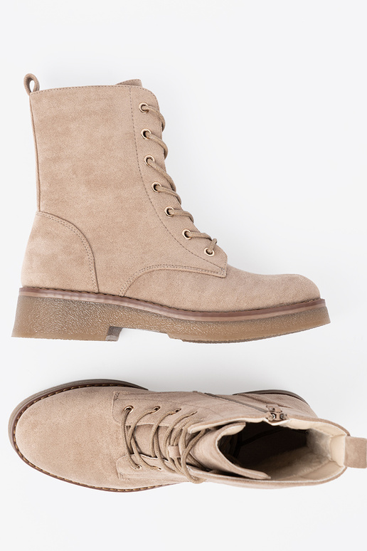 Stilīgs bēšs zābaki z okrągłym noskiem