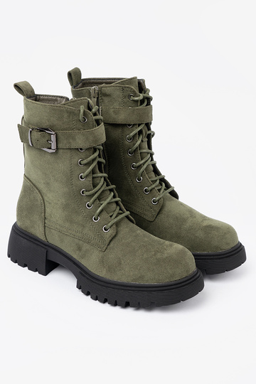 haki krāsas zābaki z grubą podeszIną i šņorēšanam