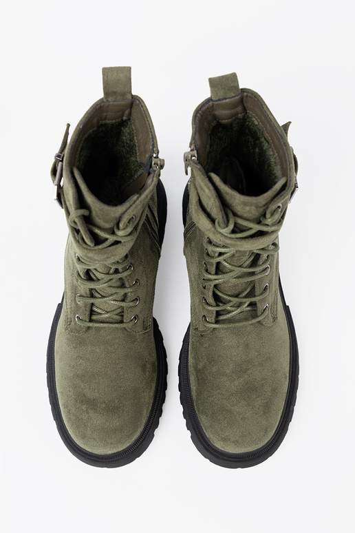 haki krāsas zābaki z grubą podeszIną i šņorēšanam