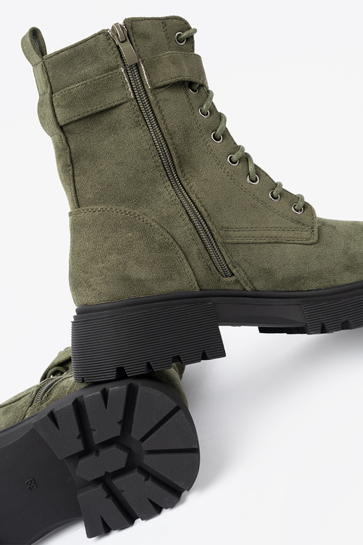 haki krāsas zābaki z grubą podeszIną i šņorēšanam