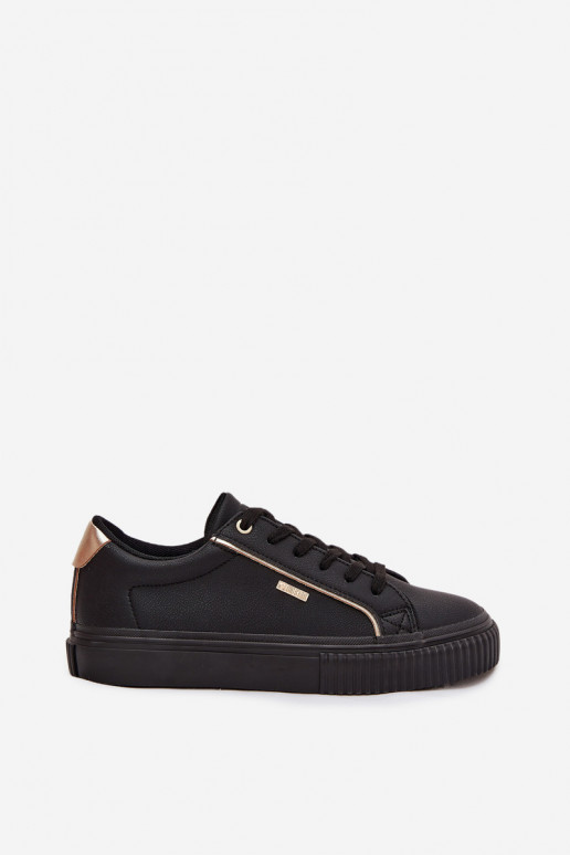 Sieviešu Sneakers modeļa apavi no eko ādas Big Star SS274025 Melns-Zelta krāsas Sieviešu Sneakers modeļa apavi no eko ādas Big Star SS274025 Melns-Zelta krāsas