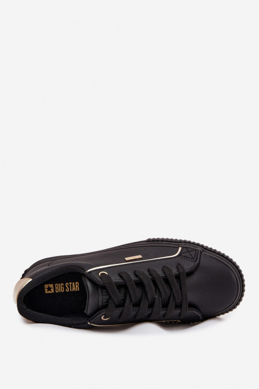 Sieviešu Sneakers modeļa apavi no eko ādas Big Star SS274025 Melns-Zelta krāsas Sieviešu Sneakers modeļa apavi no eko ādas Big Star SS274025 Melns-Zelta krāsas