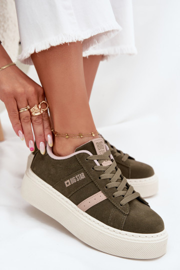Sieviešu zaļas krāsas sneakers stila kurpes ar platformu Big Star SS274349
