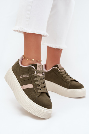 Sieviešu zaļas krāsas sneakers stila kurpes ar platformu Big Star SS274349 2