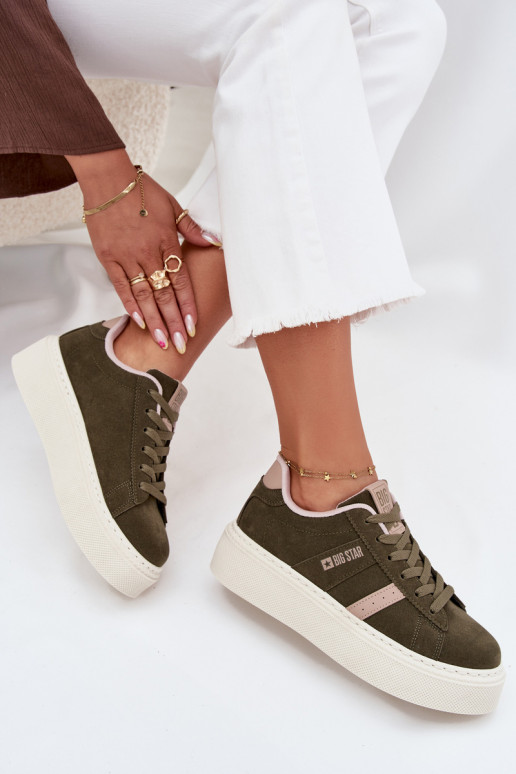 Sneakers modeļa apavi Sieviešu ar platformu Big Star SS274349 Zaļas krāsas