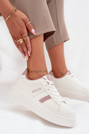 Sieviešu baltas krāsas sneakers stila kurpes ar platformu Big Star SS274346