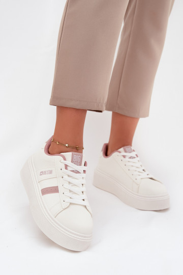 Sieviešu baltas krāsas sneakers stila kurpes ar platformu Big Star SS274346 2