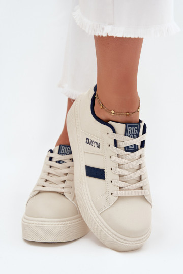 Sneakers modeļa apavi Sieviešu ar platformu Big Star SS274347 Ziloņkaula krāsas