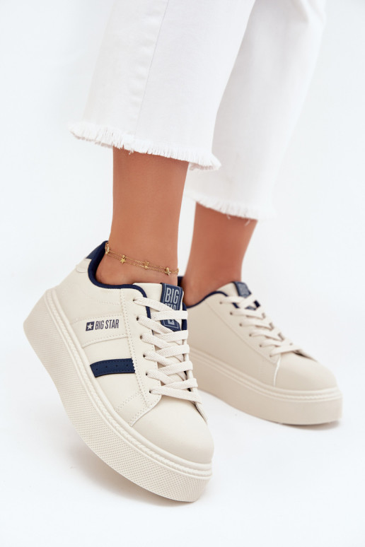 Sneakers modeļa apavi Sieviešu ar platformu Big Star SS274347 Ziloņkaula krāsas Sneakers modeļa apavi Sieviešu ar platformu Big Star SS274347 Ziloņkaula krāsas