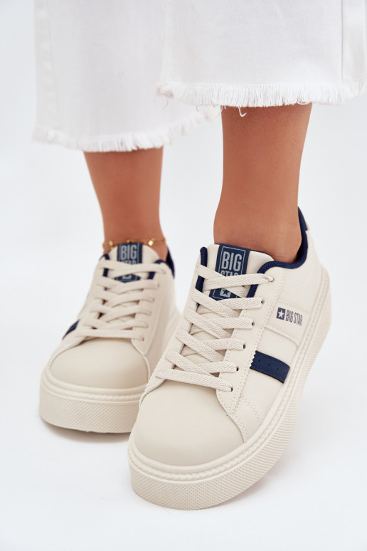 Sneakers modeļa apavi Sieviešu ar platformu Big Star SS274347 Ziloņkaula krāsas Sneakers modeļa apavi Sieviešu ar platformu Big Star SS274347 Ziloņkaula krāsas