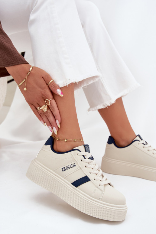 Sneakers modeļa apavi Sieviešu ar platformu Big Star SS274347 Ziloņkaula krāsas Sneakers modeļa apavi Sieviešu ar platformu Big Star SS274347 Ziloņkaula krāsas