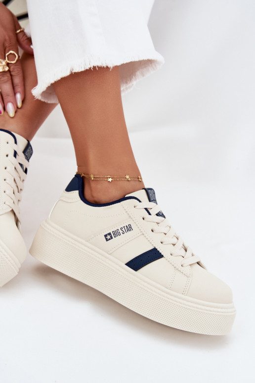 Sneakers modeļa apavi Sieviešu ar platformu Big Star SS274347 Ziloņkaula krāsas Sneakers modeļa apavi Sieviešu ar platformu Big Star SS274347 Ziloņkaula krāsas