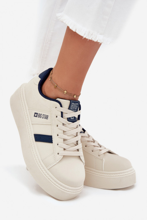 Sneakers modeļa apavi Sieviešu ar platformu Big Star SS274347 Ziloņkaula krāsas Sneakers modeļa apavi Sieviešu ar platformu Big Star SS274347 Ziloņkaula krāsas