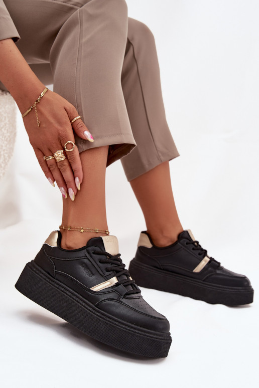 Sieviešu Sneakers modeļa apavi ar platformu Big Star SS274360 melnas krāsas