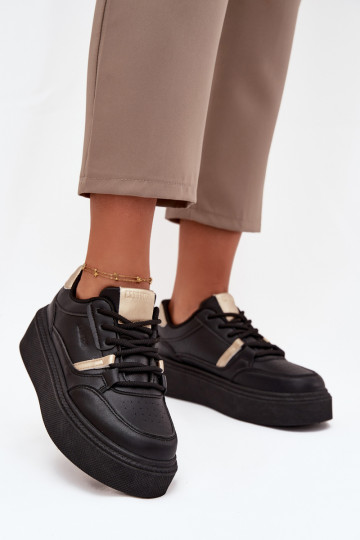 Sieviešu melnas krāsas sneakers stila kurpes ar platformu Big Star SS274360 2