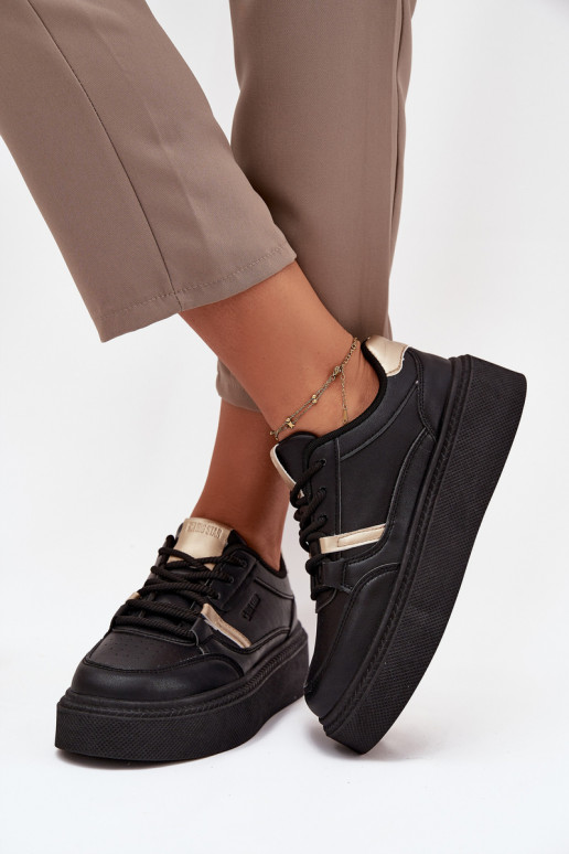Sieviešu Sneakers modeļa apavi ar platformu Big Star SS274360 melnas krāsas