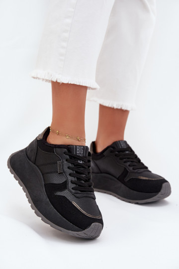 siltināti Sneakers modeļa apavi Sieviešu ar platformu Big Star SS274007 HI-POLY SYSTEM melnas krāsas