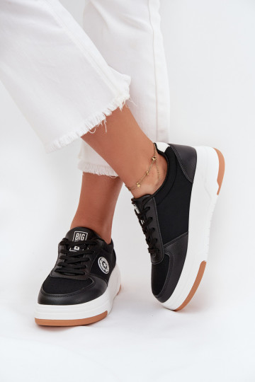 Melnas krāsas sieviešu sneakers stila kurpes ar platformu Big Star RR274573 HI-POLY SYSTEM