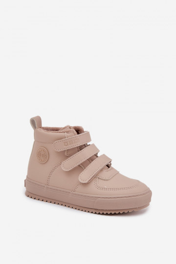 siltināti Sneakers modeļa puszābaki Bērnu apavi ar lipīgām aizdarēm Big Star SS374072 smilšu krāsas