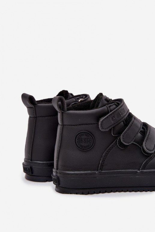 siltināti Sneakers modeļa puszābaki Bērnu apavi ar lipīgām aizdarēm Big Star SS374070 melnas krāsas