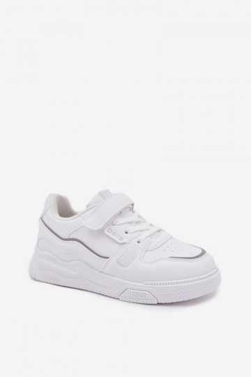 Bērnu baltas krāsas sneakers stila kurpes ar lipīgajiem aizdariem Big Star SS374042