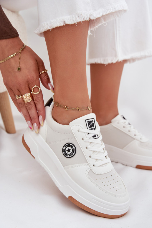 Sneakers modeļa apavi Sieviešu ar platformu Big Star RR274572 HI-POLY SYSTEM baltas krāsas