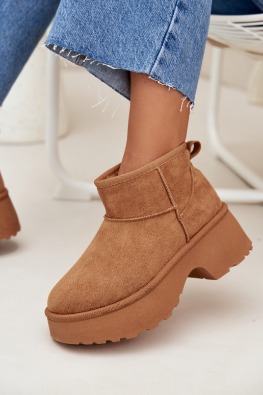 sniega apavi Sieviešu zemais Paslīdēt uz siltināti ar kažokādu brūnas krāsas Tā irvelle