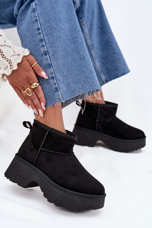 sniega apavi Sieviešu zemais Paslīdēt uz siltināti ar kažokādu melnas krāsas Tā irvelle