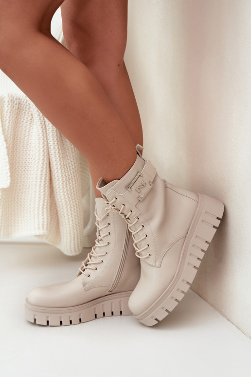 Sieviešu puszābaki ar platformu Ar greznu Detalem siltināti Ziloņkaula krāsas Lyrana