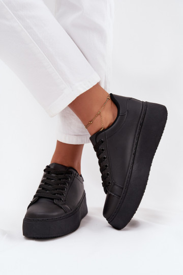 Sneakers modeļa apavi Sieviešu ar platformu melnas krāsas Sallira