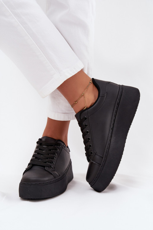 Sneakers modeļa apavi Sieviešu ar platformu melnas krāsas Sallira Sneakers modeļa apavi Sieviešu ar platformu melnas krāsas Sallira