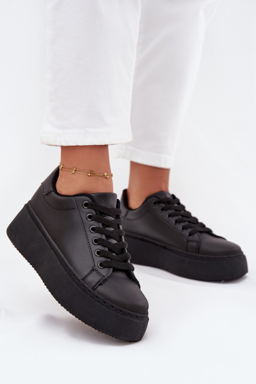 Sneakers modeļa apavi Sieviešu ar platformu melnas krāsas Sallira Sneakers modeļa apavi Sieviešu ar platformu melnas krāsas Sallira