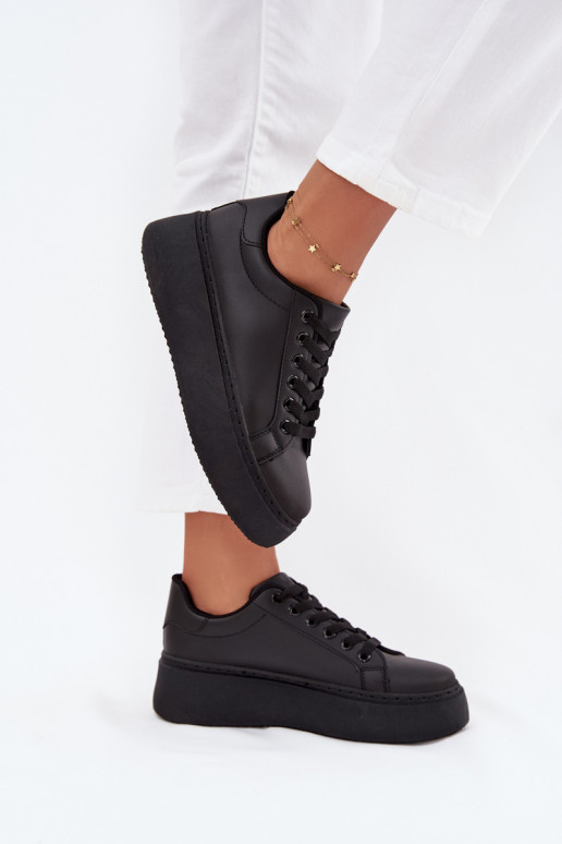 Sneakers modeļa apavi Sieviešu ar platformu melnas krāsas Sallira Sneakers modeļa apavi Sieviešu ar platformu melnas krāsas Sallira