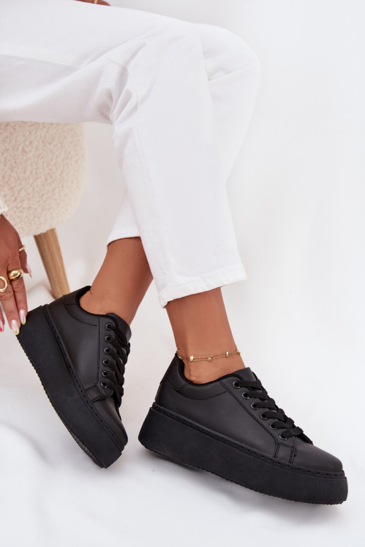 Sneakers modeļa apavi Sieviešu ar platformu melnas krāsas Sallira Sneakers modeļa apavi Sieviešu ar platformu melnas krāsas Sallira