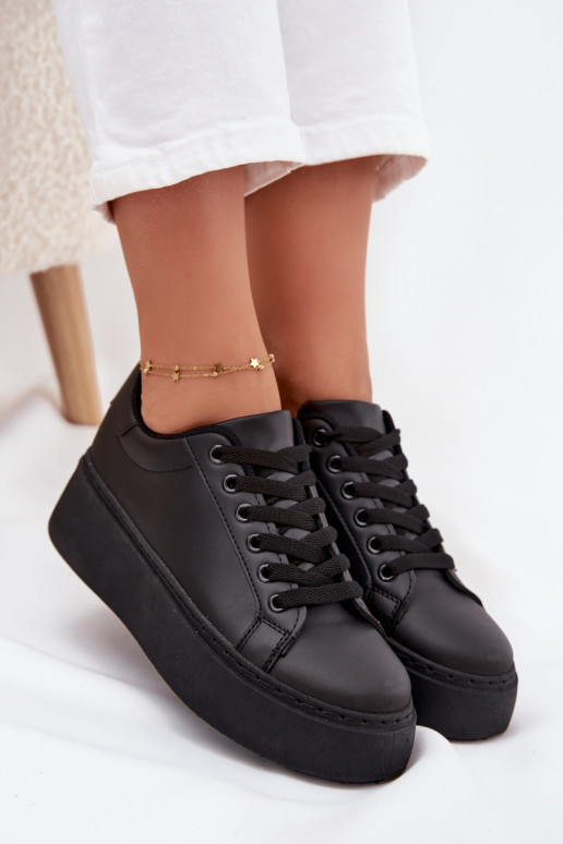 Sneakers modeļa apavi Sieviešu ar platformu melnas krāsas Sallira Sneakers modeļa apavi Sieviešu ar platformu melnas krāsas Sallira