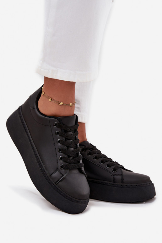 Sneakers modeļa apavi Sieviešu ar platformu melnas krāsas Sallira Sneakers modeļa apavi Sieviešu ar platformu melnas krāsas Sallira